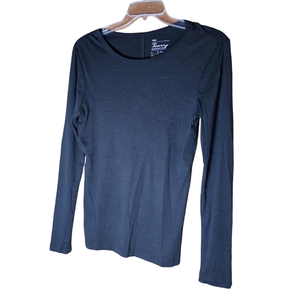 GAP The Bowery Super Soft Black Long Sleeve Crew L Tall